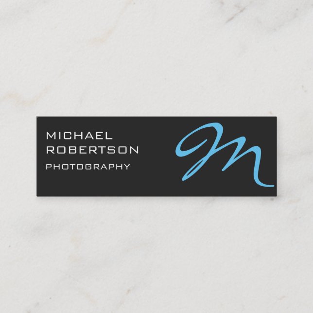 Affärskortet grått Blue Monogram Photograf  Mini Visitkort (Framsida)