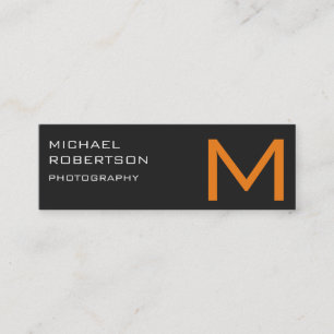 Affärskortet grått Orange Monogram Photograf Mini Visitkort