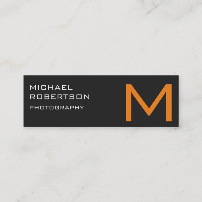 Affärskortet grått Orange Monogram Photograf  Mini Visitkort (Framsida)