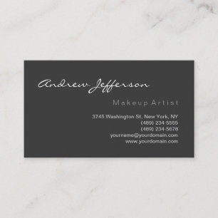 Affärskortet grått White Script Makeup Artist Visitkort