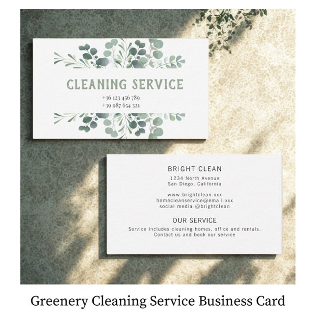 Affärskortet Greenery Städning Service Visitkort (Skapare uppladdad)