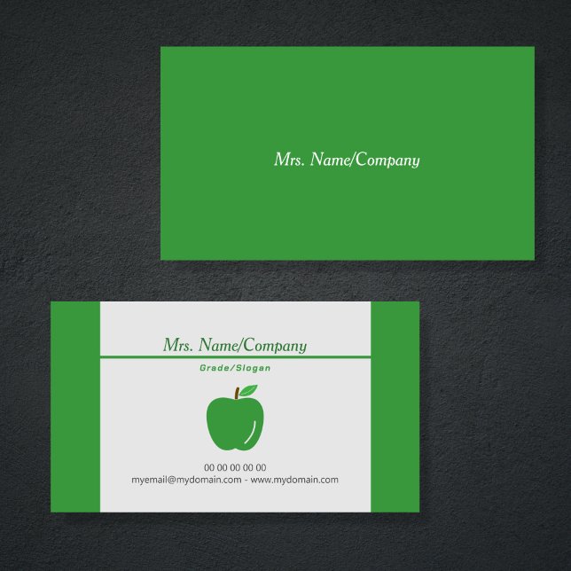 Affärskortet grönt Apple Teacher  Visitkort (Green Apple Teacher Business Card)