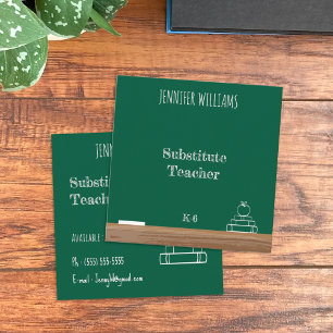 Affärskortet grönt Chalkboard Educator Square Fyrkantigt Visitkort