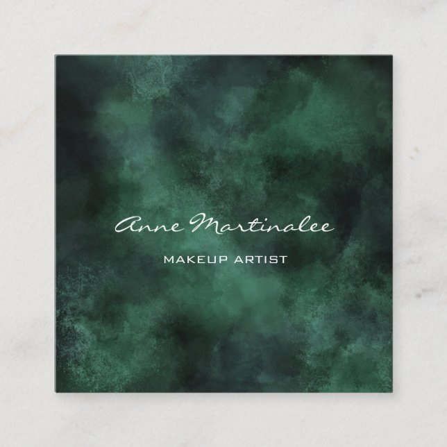 Affärskortet Grönt för makeup-konstnärlig Abstrakt Fyrkantigt Visitkort (Framsida)