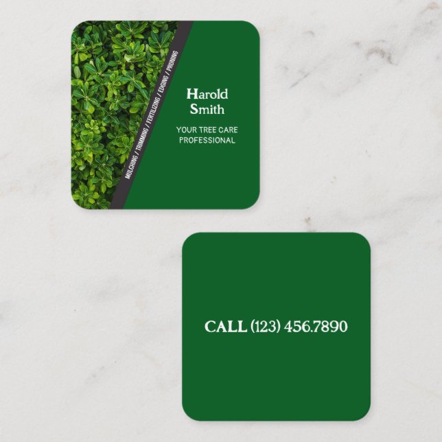 Affärskortet grönt Gräsmatta Fyrkantigt Visitkort (Fram/baksida)