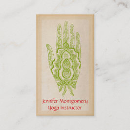 Affärskortet grönt Henna Hand Yoga Instructor Visitkort