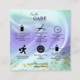 Affärskortet grönt och Lila Candle Care Square Fyrkantigt Visitkort