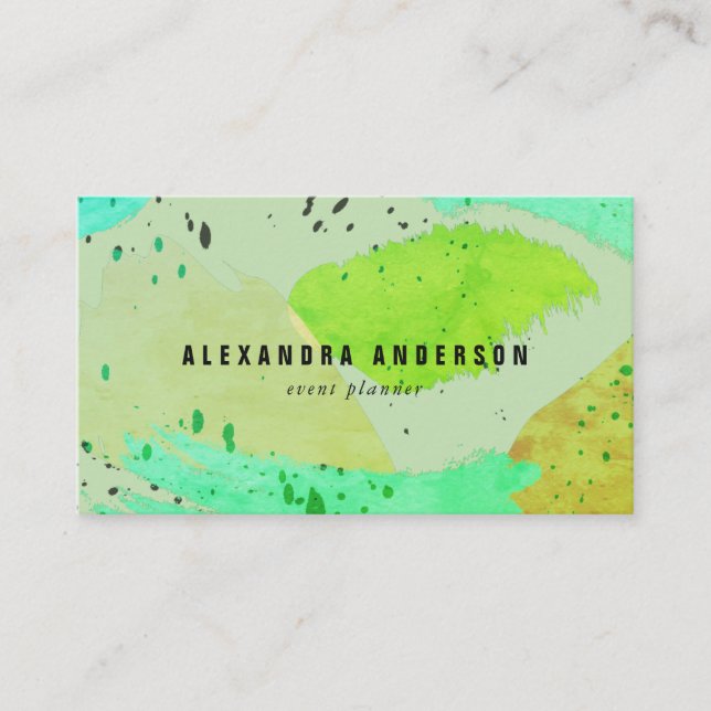 Affärskortet grönt Turkos-penseldrag Visitkort (Framsida)