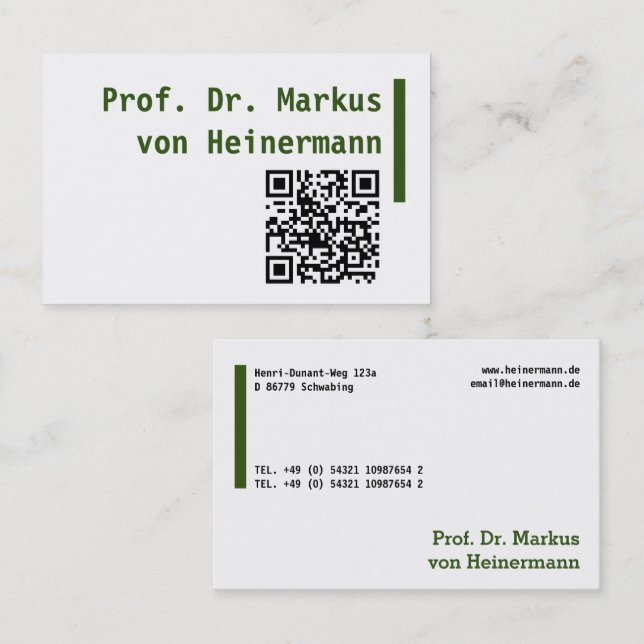 Affärskortet Große Visitenkarten Visitkort (Fram/baksida)
