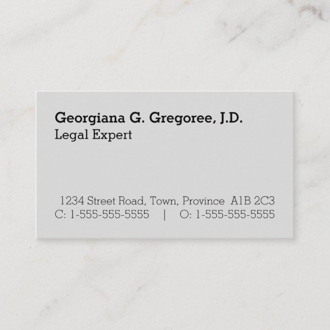 Affärskortet Grundläggande och humble Attorney Visitkort (Framsida)