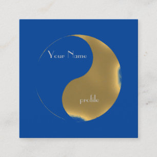 Affärskortet Grunge golden&blue yin yang square Fyrkantigt Visitkort