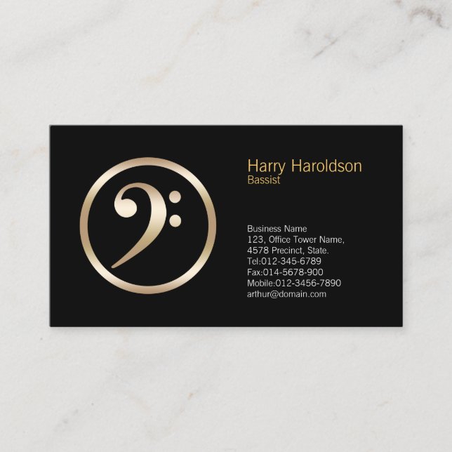 Affärskortet Guld Bass Clef Icon Baid Visitkort (Framsida)