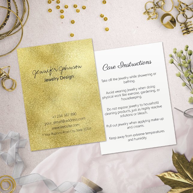 Affärskortet Guld Dust Foil Jewelry Care Cards Visitkort (Skapare uppladdad)