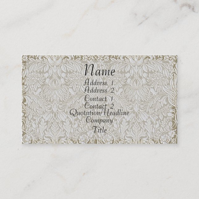 Affärskortet Guld Embossed look Damask Visitkort (Framsida)