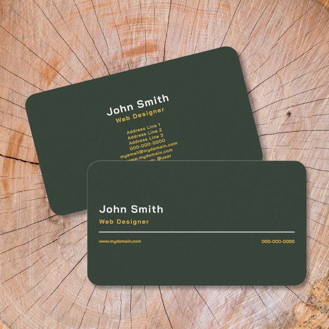 Affärskortet guld & Forest Grönt Snyggt Visitkort (Gold & Forest Green Stylish Business Card)