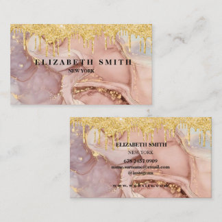 Affärskortet Guld Glitter Struktur Marble Visitkort