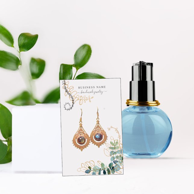 Affärskortet guld & Grönt Earring Visning Visitkort (Skapare uppladdad)