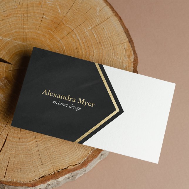 Affärskortet guld i den moderna kritan visitkort (Modern chalk black faux gold stripes business card )