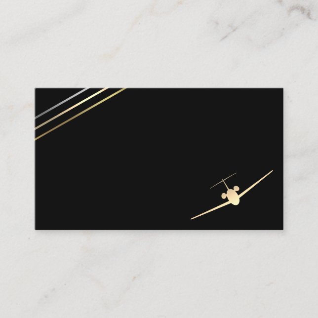 Affärskortet Guld Jet med minimalistisk luftfart Visitkort (Framsida)