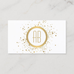 Affärskortet guld Konfetti Circle Monogram White Visitkort