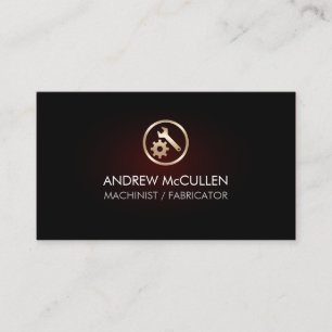 Affärskortet guld Machinist Wrench Gear Icon Visitkort
