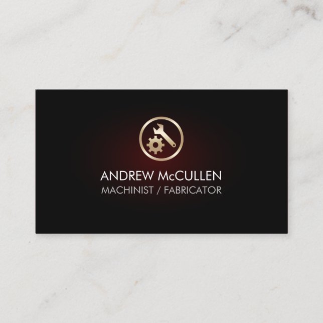 Affärskortet guld Machinist Wrench Gear Icon Visitkort (Framsida)