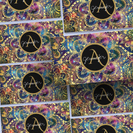 affärskortet guld med vattenfärg och nebula mandal visitkort