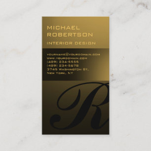 Affärskortet Guld Tone Monogram Insida Designer Visitkort