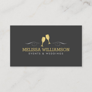 Affärskortet guld Vin Glass Event Planner Visitkort