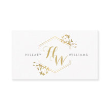 Affärskortet Guld Vine och Löv Monogram Emblem