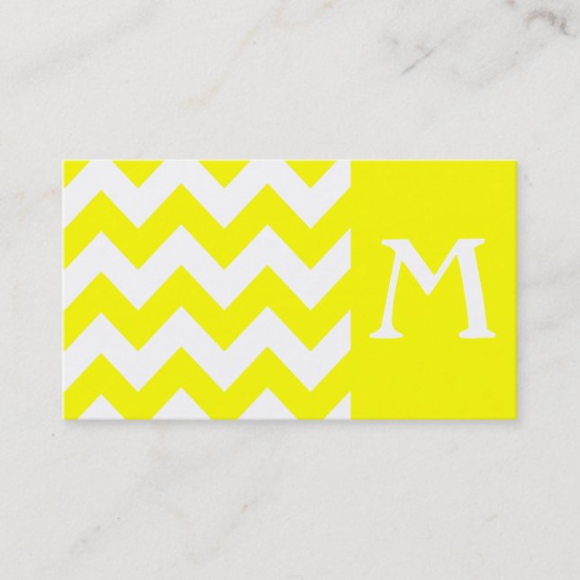 Affärskortet gult Bold Chevron Monogram Visitkort (Framsida)