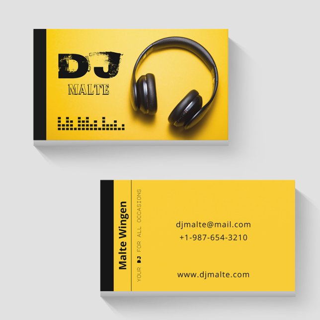 Affärskortet Gult-DJ för hörlurar Visitkort (Skapare uppladdad)