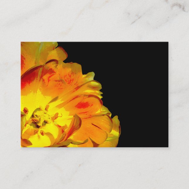 Affärskortet gult och svart Blommigt Visitkort (Framsida)
