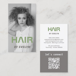 Affärskortet Hair Black White Photo QR Code Visitkort