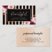 Affärskortet Hair Blommigt Black Ro Guld Glitter