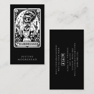 Affärskortet Hair Stylist Tarot Black Visitkort