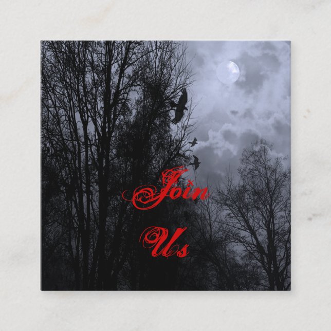 Affärskortet Halloween Himlar och Ravens-inbjudan Tilläggskort (Framsida)