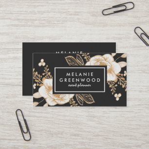 Affärskortet Hand Paated Guld Paked Flowers Visitkort