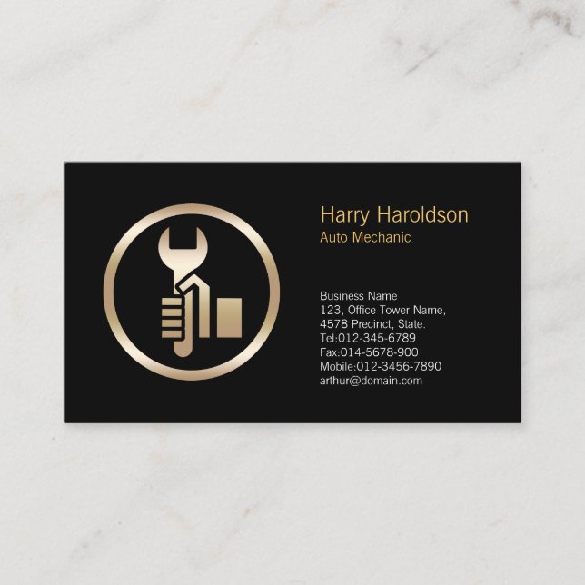 Affärskortet Hand Wrench Icon CarMechanic Visitkort (Framsida)