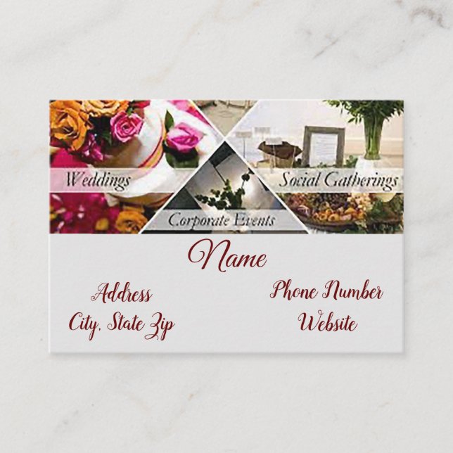 affärskortet "Händelseplanering" Visitkort (Framsida)