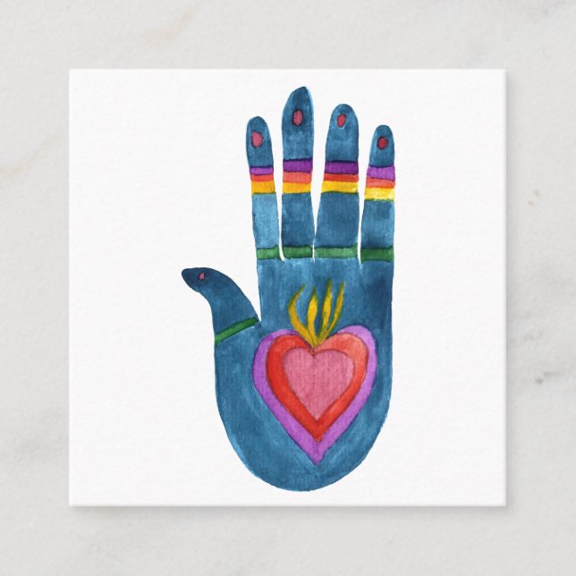 Affärskortet händer i ruta fyrkantigt visitkort (Framsida)