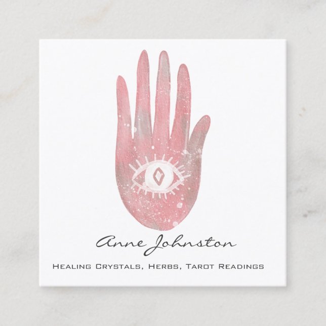 Affärskortet handflatan och Öga Fyrkantigt Visitkort (Framsida)