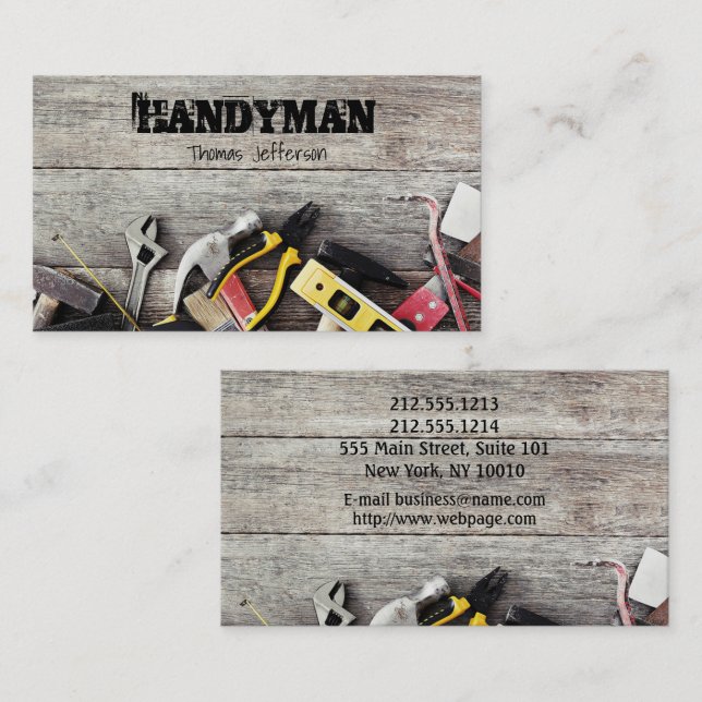 Affärskortet handyman Maintenance Tidsbeställning Kort (Fram/baksida)