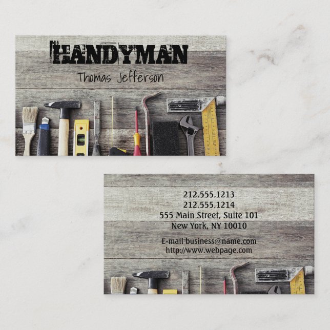 Affärskortet handyman Maintenance Tidsbeställning Kort (Fram/baksida)