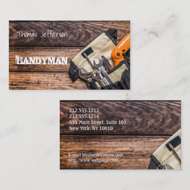 Affärskortet handyman Maintenance Tidsbeställning Kort (Fram/baksida)