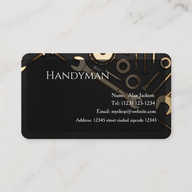 Affärskortet handyman redigerbart visitkort (Framsida)