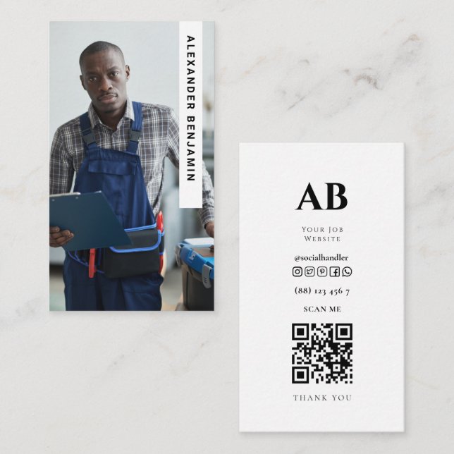 Affärskortet handyman Reparera fotot QR-kod Visitkort (Fram/baksida)