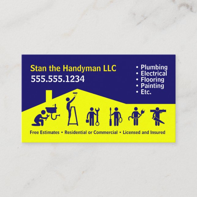 Affärskortet handyman visitkort (Framsida)