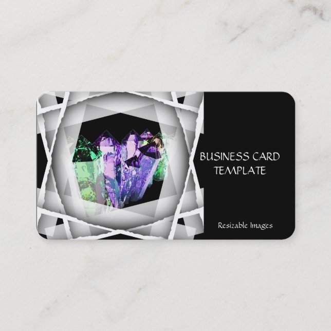 Affärskortet Healing Crystals Emerald Amethyst Visitkort (Framsida)