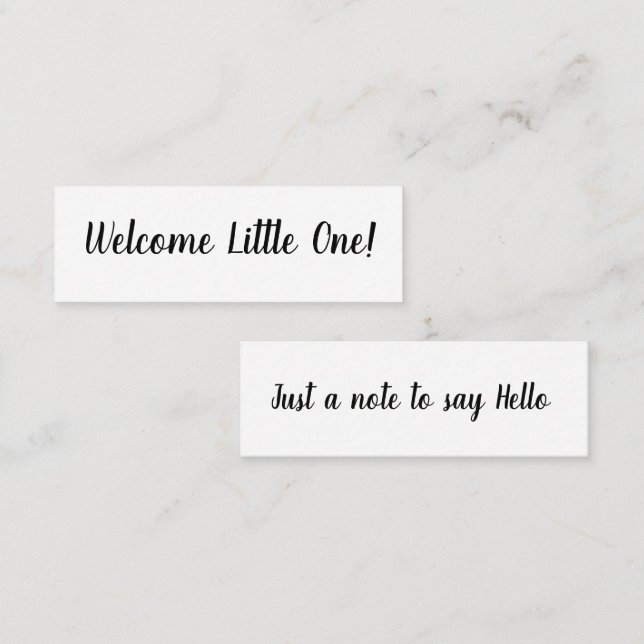 Affärskortet hej/Välkommen Little One Mini Mini Visitkort (Fram/baksida)
